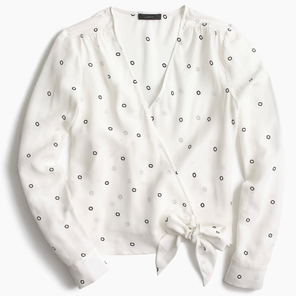 J.Crew Silk tie-front top XL